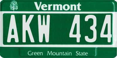 VT license plate AKW434