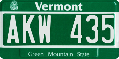 VT license plate AKW435