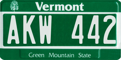 VT license plate AKW442