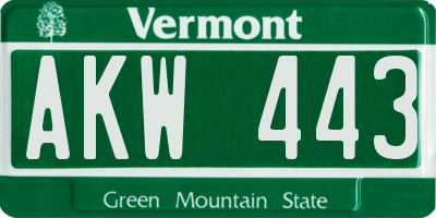 VT license plate AKW443