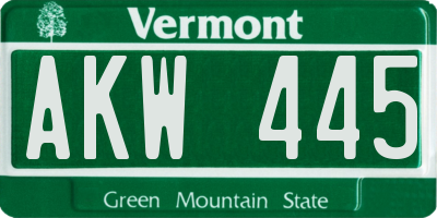 VT license plate AKW445