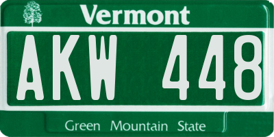 VT license plate AKW448