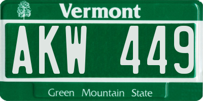 VT license plate AKW449