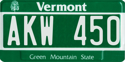 VT license plate AKW450