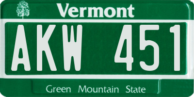 VT license plate AKW451