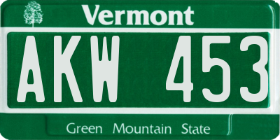 VT license plate AKW453