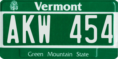 VT license plate AKW454