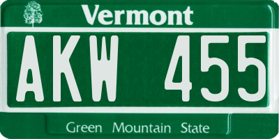 VT license plate AKW455