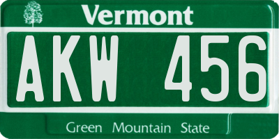 VT license plate AKW456
