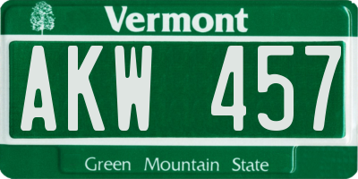 VT license plate AKW457