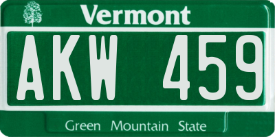 VT license plate AKW459