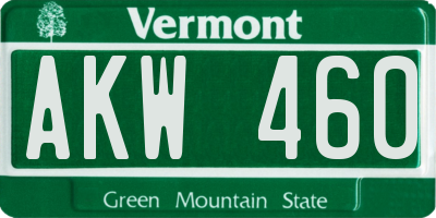 VT license plate AKW460
