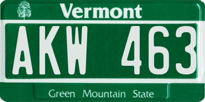VT license plate AKW463