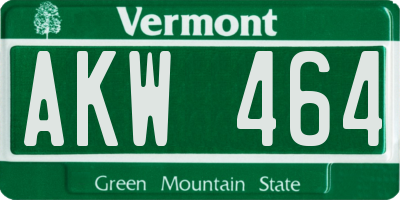 VT license plate AKW464