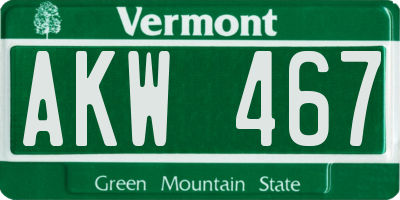 VT license plate AKW467