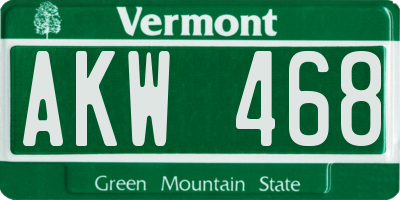 VT license plate AKW468