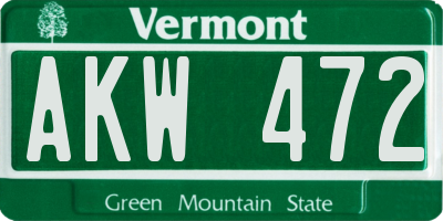 VT license plate AKW472