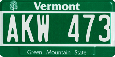 VT license plate AKW473