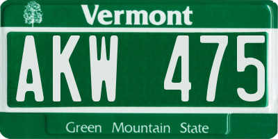 VT license plate AKW475