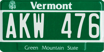 VT license plate AKW476