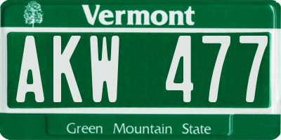 VT license plate AKW477