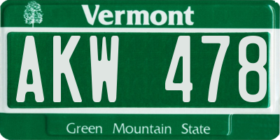 VT license plate AKW478