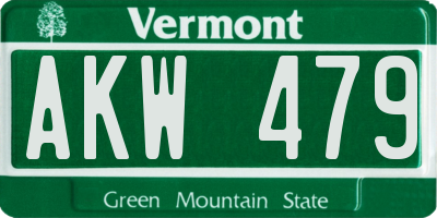 VT license plate AKW479