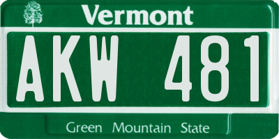 VT license plate AKW481