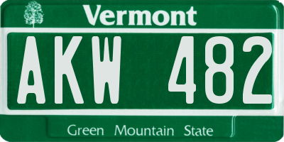 VT license plate AKW482