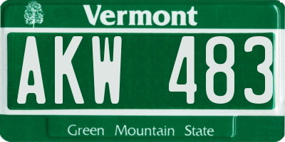 VT license plate AKW483