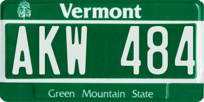 VT license plate AKW484