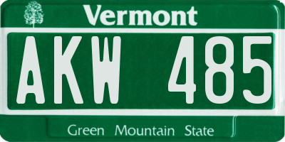 VT license plate AKW485