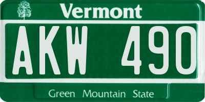 VT license plate AKW490