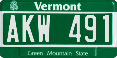 VT license plate AKW491