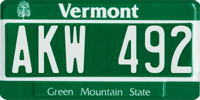 VT license plate AKW492