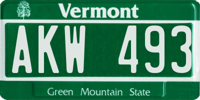 VT license plate AKW493