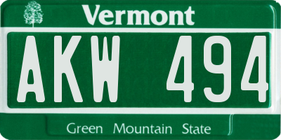 VT license plate AKW494