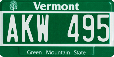 VT license plate AKW495