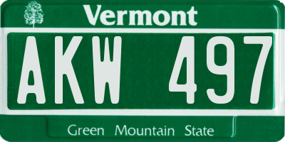 VT license plate AKW497