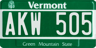 VT license plate AKW505
