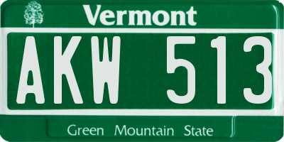 VT license plate AKW513