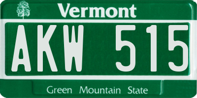 VT license plate AKW515