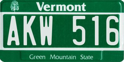 VT license plate AKW516