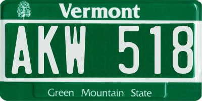 VT license plate AKW518