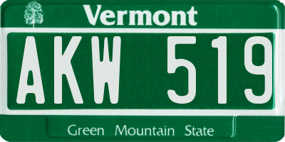 VT license plate AKW519