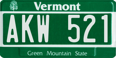 VT license plate AKW521