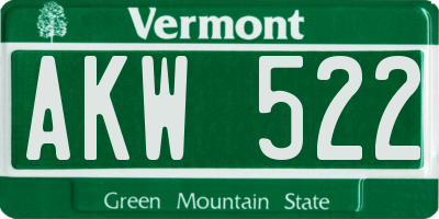 VT license plate AKW522