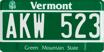 VT license plate AKW523