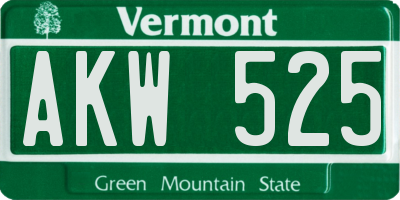 VT license plate AKW525