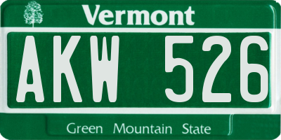 VT license plate AKW526